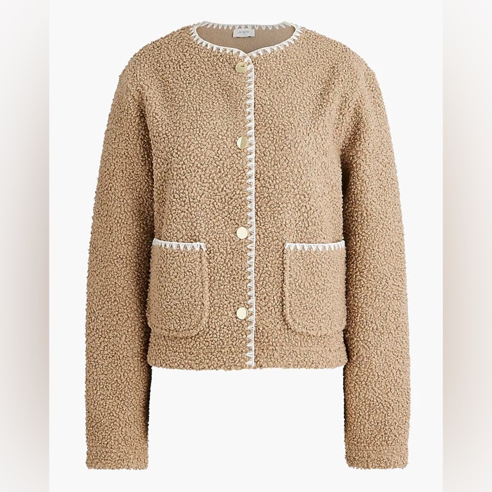 J. Crew Women's Sherpa blanket-stitch jacket